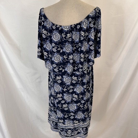 J.Jill Ocean Breeze Tiered Knit Jersey Ruffle Dress Size LARGE Womens - Picture 6 of 7